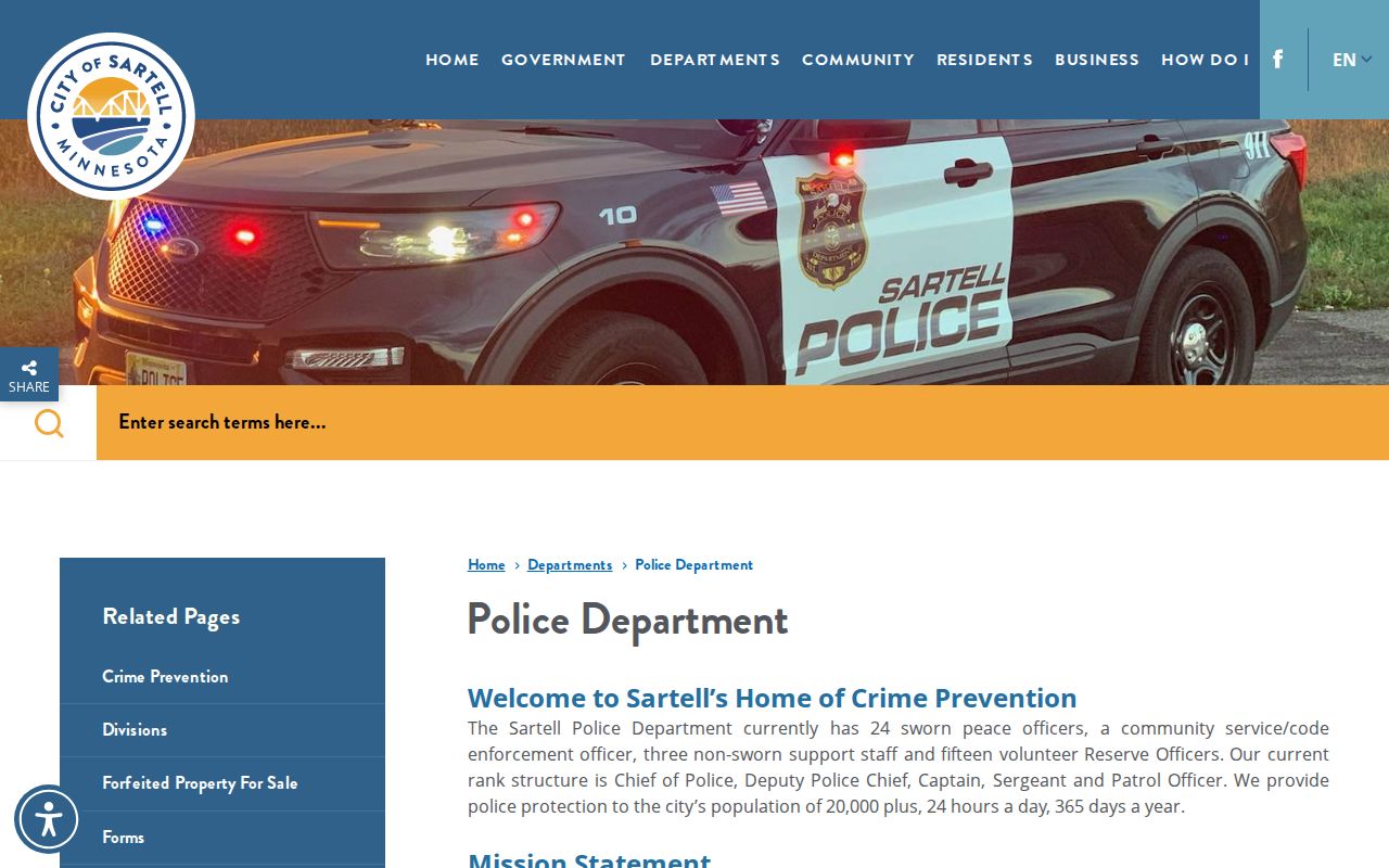 Sartell warrant records: public safety campus police department contact and records routing